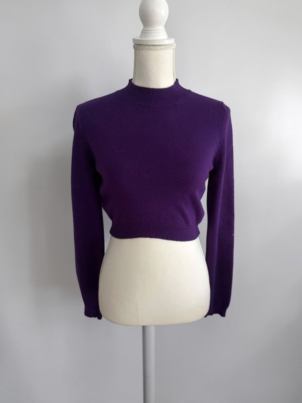 KITTENISH Purple Long Sleeve Cropped Sweater Size Medium
